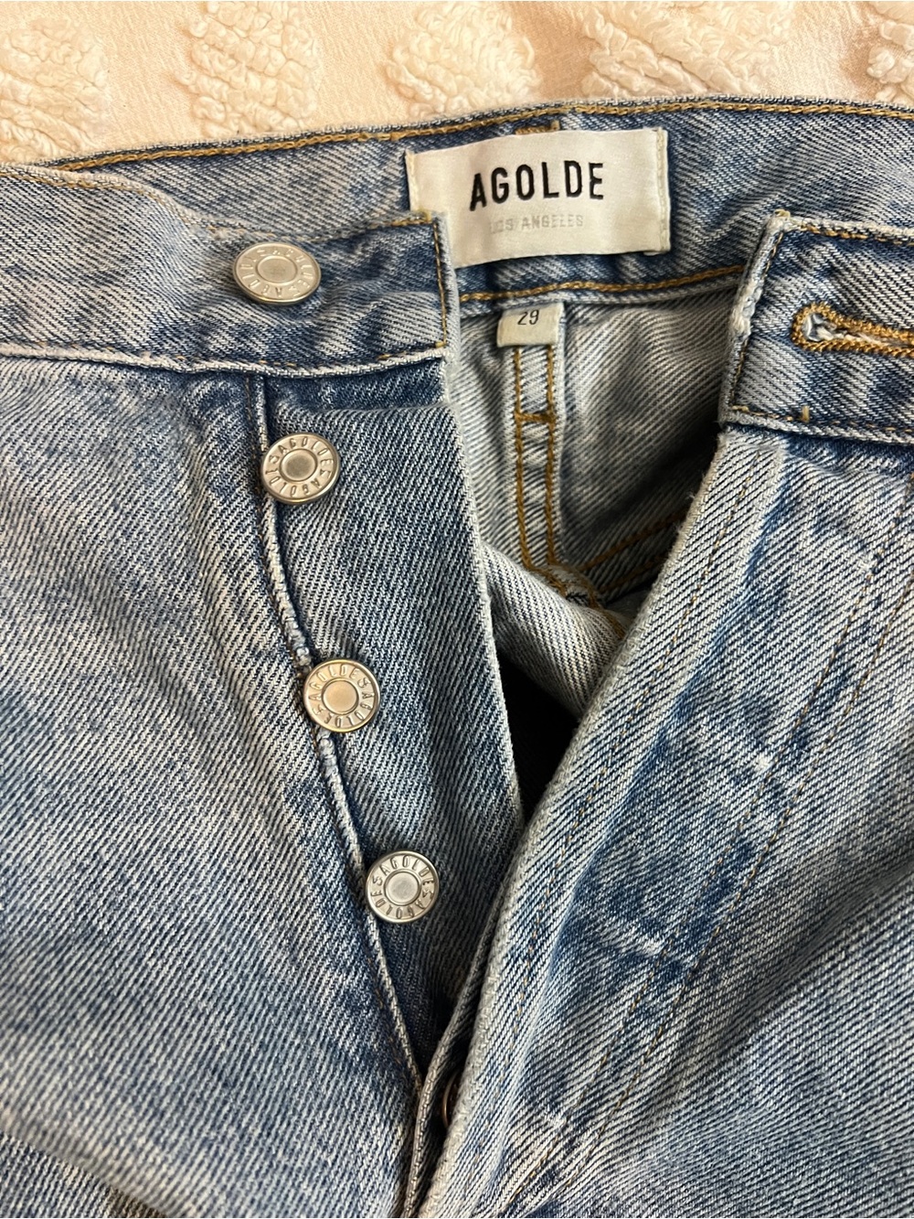 Agolde Faded Light Blue High-Rise Women's Jeans - Picture 2 of 4